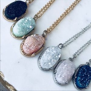 Natural Druzy designer style necklaces